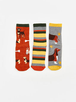 Desenli Erkek ?ocuk Havlu Soket ?orap 3l?