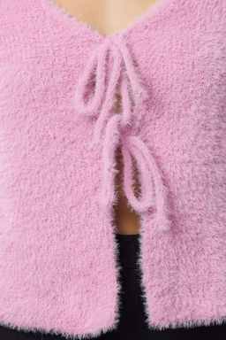 Pembe Crop Tuylu Baglama Detayl? Triko H?rka TWOAW25HI00111