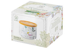 Банка д/хранения и запекания 250 мл 9,3*9,3*7 см "Корнелия" + бамб.крышка - подставка с сил. упл.