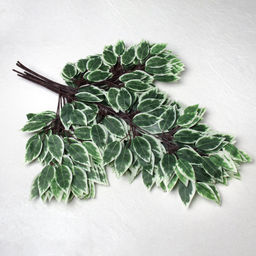 Искусственные листья 12 штук 60 см / NA77-10 /уп 50/бело-зеленые листья - Галеонтрейд фото 3