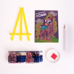 Алмазная мозаика с частичным заполнением на подставке для детей Любимая пони, 10?15 см