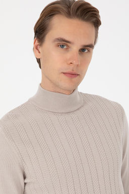 Erkek Slim Fit Yar_m Bal_k__ Yaka Ta_ Kazak