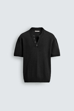 CAMISETA PUNTO ALGOD?N - LINO / Negro - Zara фото 7