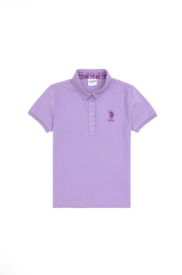 U. S. Polo Assn / Базовая футболка сиреневого цвета с воротником-поло для девочек - U.s. polo assn фото 6