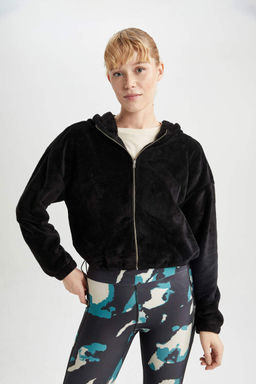 DeFactoFit плюшевая толстовка с капюшоном и карманами на молнии