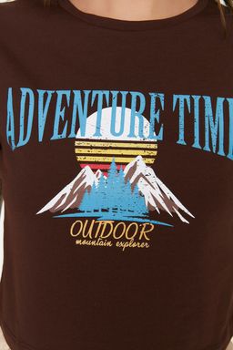 Kahverengi %100 Pamuk Bask?l? Basic Crop Bisiklet Yaka Orme T-Shirt TWOSS22TS2190 - Trendyolmilla фото 5