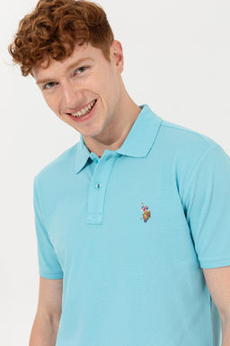 Erkek Turkuaz Polo Yaka Basic T-Shirt Sepette S_rpriz _ndirim