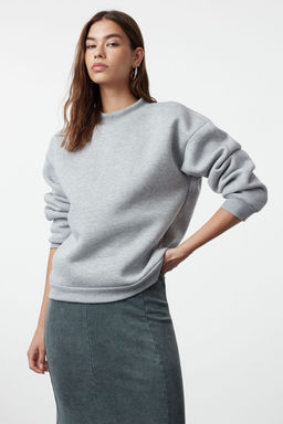 TRENDYOLMILLA Bordo Kal?n Ici Polarl? Yar?m Bal?kc? Yaka Relaxed/Rahat Kal?p Orme Sweatshirt TWOAW20SW0584  фото 11