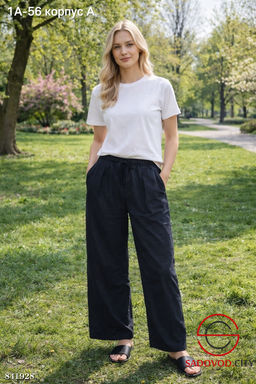 Женские брюки из льна на резинке