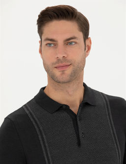 A__k Gri Melanj Slim Fit D__meli Polo Yaka Triko Kazak