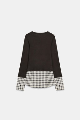CONTRAST CHECK T-SHIRT - Zara фото 11