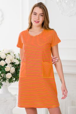 Туника женская из кулирки Руслана красная полоса на жёлтом - Амадэль фото 2