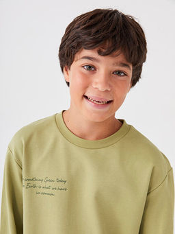 Bisiklet Yaka Bask?l? Uzun Kollu Erkek ?ocuk Sweatshirt - Waikiki фото 3