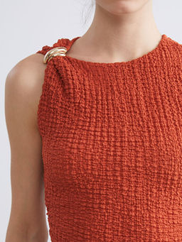 Bisiklet Yaka B?zg?l? Bodycon Elbise