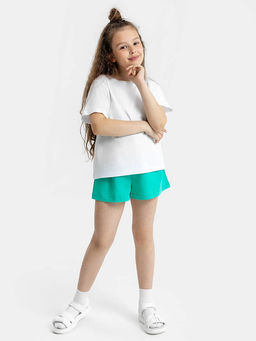 Шорты для девочек бирюзового оттенка со шнуровкой - Mark formelle фото 2