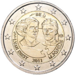 2 евро 2011 года Бельгия 100 лет Международному женскому дню