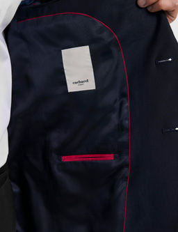 Lacivert Slim Fit Mono Yaka Y_n Kar___ml_ Tak_m Elbise