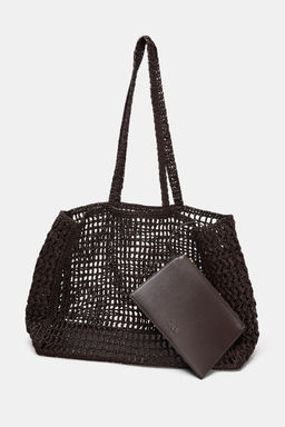 BOLSO MAXI SHOPPER TRENZADO / Marr?n - Zara фото 3
