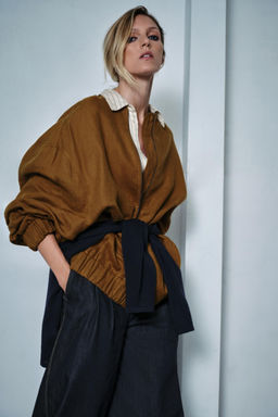 ZW COLLECTION OVERSIZED LINEN JACKET - Zara фото 2