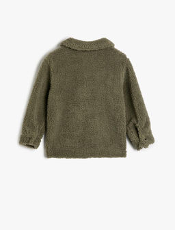 Плюшевая куртка-рубашка для мальчика с карманными пуговицами