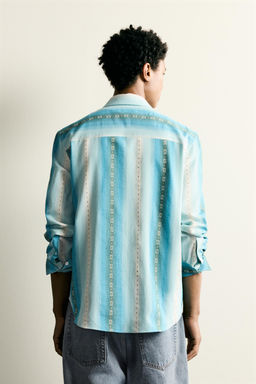 CAMISA RELAXED FIT JACQUARD RAYAS / Azules - Zara фото 3