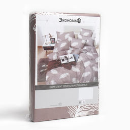 Постельное бельё Экономь и Я евро Feathers 200х215см, 200х215см, 70х70см-2 шт, полисатин, 80 г/м  фото 5