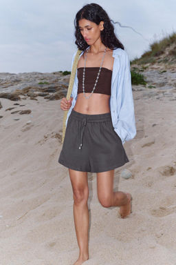 LINEN BLEND BOXER BERMUDA SHORTS - Zara фото 16