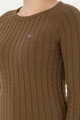 Женский базовый свитер цвета хаки с круглым вырезом Неожиданная скидка в корзине - U.s. polo assn фото 7