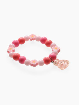 Цена за 2 шт. Браслет детский Выбражулька фимо с бусинами, d=6 см. зайчик с бусинами, розовый фото 2