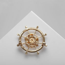 Брошь Штурвал с клевером, цвет белый в золоте - Queen fair фото 3