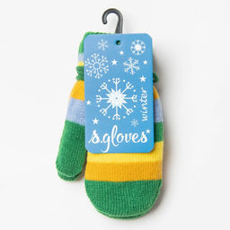 Варежки детские, цвет зелёный/полосочки, размер 14 (4-6 лет) - Rossini фото 4