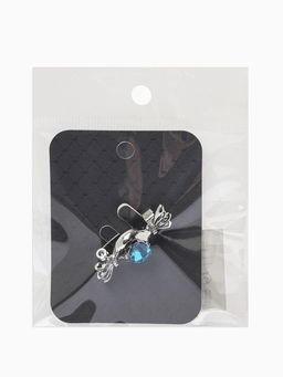 Брошь «Конфета» кристалл сердце, цвет голубой в серебре