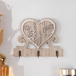 Настенные крючки декоративные Ажурное сердце с растениями, дерево, 2.5?14.5?11.5 см