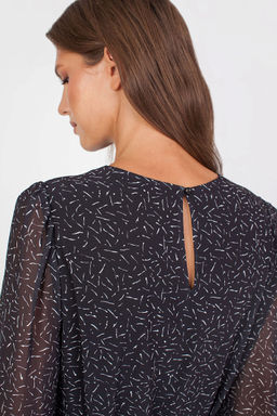 5-3014/783-5065-2 Платье принт белые штрихи на черном фоне - Serginnetti фото 8