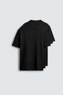 PACK 3 CAMISETA MEDIUM WEIGHT B?SICA / Negro