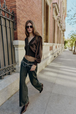 HOODED SATIN CONTRAST SHIRT