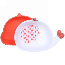 Дуршлаг пластиковый с поддоном "Кит" 33*21*8,5см, микс цветов