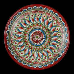 Ляган 30см, плоский Риштанская керамика красный