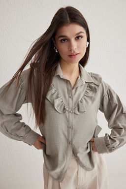 TRENDYOLMILLA Mavi F?rf?r Detayl? Dokuma Gomlek TWOSS20GO0357  фото 10