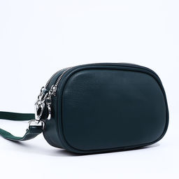 Сумка кросс-боди на молниях, наружный карман, цвет тёмно-зелёный - Simaland фото 3