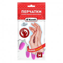 Цена за 2 шт. Перчатки ПВХ хозяйственные винил M Komfi PVHCLR2 121 863