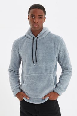 TRENDYOL MAN Fume Regular/Normal Kesim Kapusonlu S?cak Tutan Pelus Sweatshirt TMNAW20SW0090
