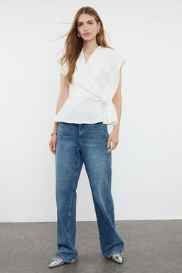 Ekru Dugum Detayl? Dokuma Bluz TWOAW25BZ00046