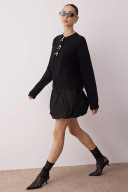 Siyah Kurdele/Fiyonk Detayl? Yumusak Dokulu Triko H?rka TWOAW26HI00052 - Trendyolmilla фото 2