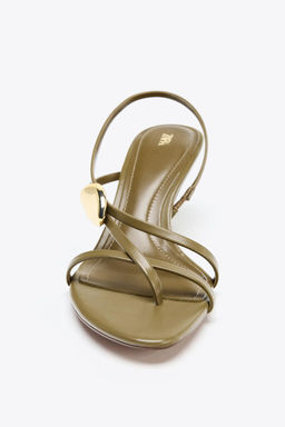HEELED SANDALS WITH STRAPS AND METAL DETAIL - Zara фото 4