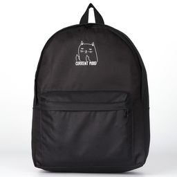 Рюкзак текстильный Котик, с карманом, 27*11*37, черный - Nazamok фото 3