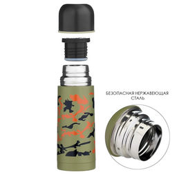 Термос Мастер К. Гильза. Камуфляж, 350 мл, h=19.5 см, с кружкой, сохраняет тепло до 12 ч