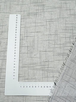 Пестрядь Мелкая клетка - штрих цв.белый, ш.1.45м, хлопок-100%, 100гр/м.кв - Купава фото 4