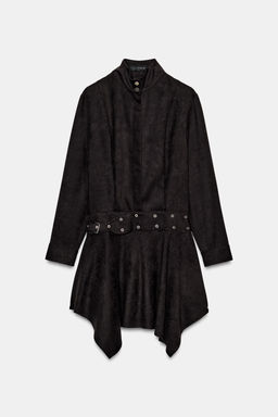FAUX SUEDE MINI DRESS WITH BELT - Zara фото 2