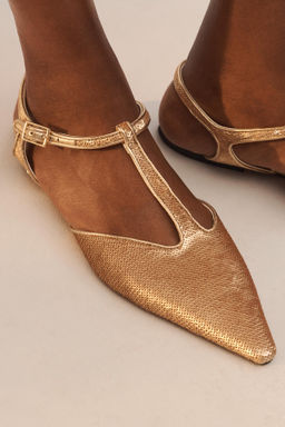 ZAPATO PLANO LENTEJUELAS LIMITED EDITION / Oro - Zara фото 3